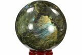 Flashy, Polished Labradorite Sphere - Great Color Play #103696-1